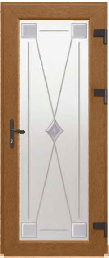 Дверь металлопластиковая Модель Dekor-028 Золотой дуб (900х2000 мм)