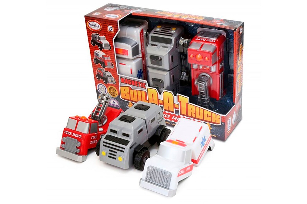 Конструктор для маленьких POPULAR Playthings Build-a-Truck Rescue рятувальні машинки (швидка, пожежна, поліція)