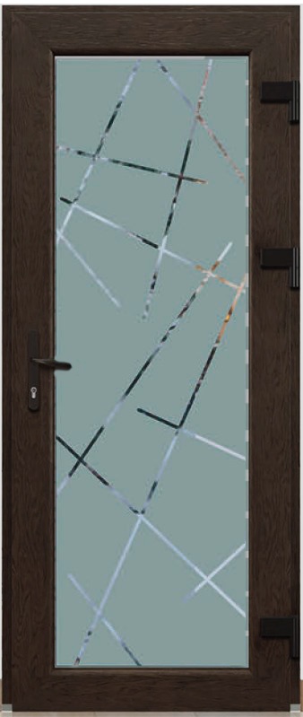 Дверь металлопластиковая Модель Dekor-007 Темный дуб (900х2000 мм)