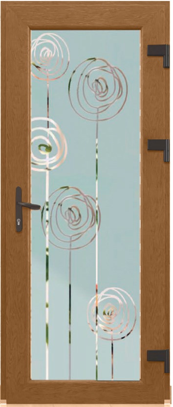 Дверь металлопластиковая Модель Dekor-015 Золотой дуб (900х2000 мм)