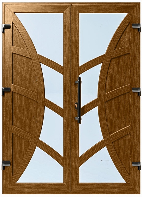 Дверь металлопластиковая Модель №049 Золотой дуб (1400х2000 мм)