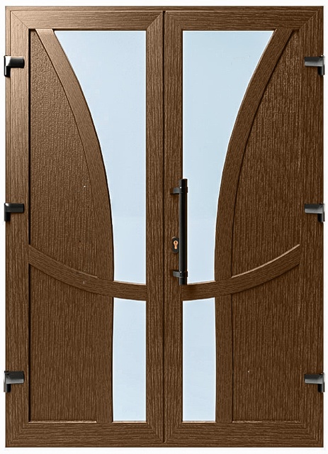 Дверь металлопластиковая Модель №047 Орех (1400х2000 мм)