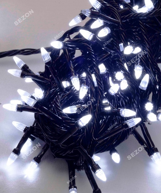 Гірлянда конус з білим кольором ламп 500LED чорний провід