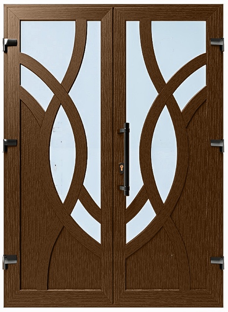 Двери металлопластиковые Модель №048 Орех (1400х2000 мм)