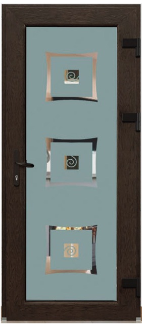 Дверь металлопластиковая Модель Dekor-009 Темный дуб (900х2000 мм)