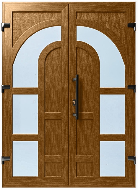 Дверь металлопластиковая Модель №041 Золотой дуб (1400х2000 мм)
