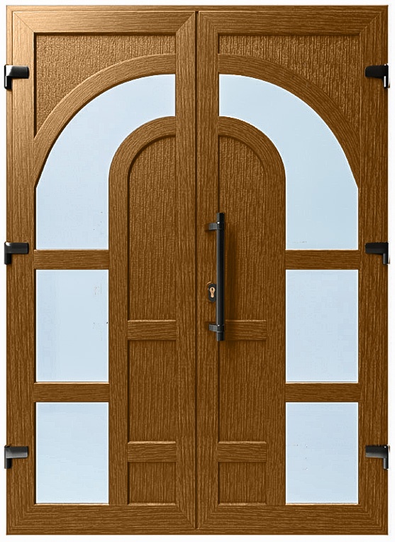Дверь металлопластиковая Модель №041 Золотой дуб (1400х2000 мм)