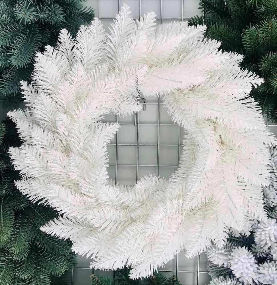 Венок новогодний рождественский Elegant из искусственной хвои белый, Ø 50см