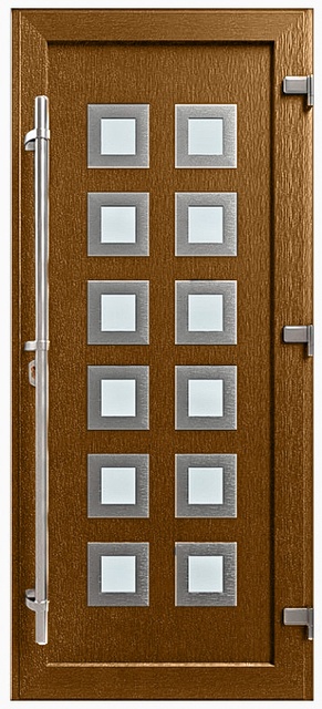 Дверь металлопластиковая Модель HPL-013 Золотой дуб (940х2005 мм)