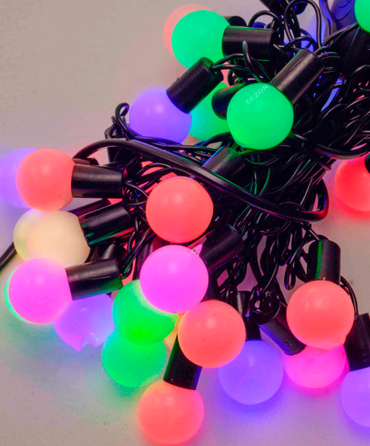 Гірлянда Кульки 18мм 40 LED, 7м+ перехідник, з різним кольором ламп